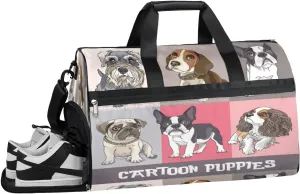 Watercolor Dog Sports Gym Bag for Women Men Travel Duffel Bag with Wet Pocket & Shoes Compartment Waterproof Weekender Overnight Tote Carry on Bag Lightweight