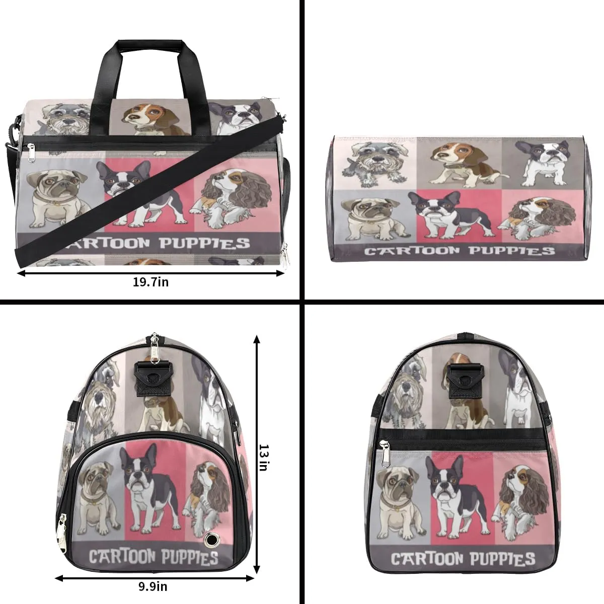 Watercolor Dog Sports Gym Bag for Women Men Travel Duffel Bag with Wet Pocket & Shoes Compartment Waterproof Weekender Overnight Tote Carry on Bag Lightweight