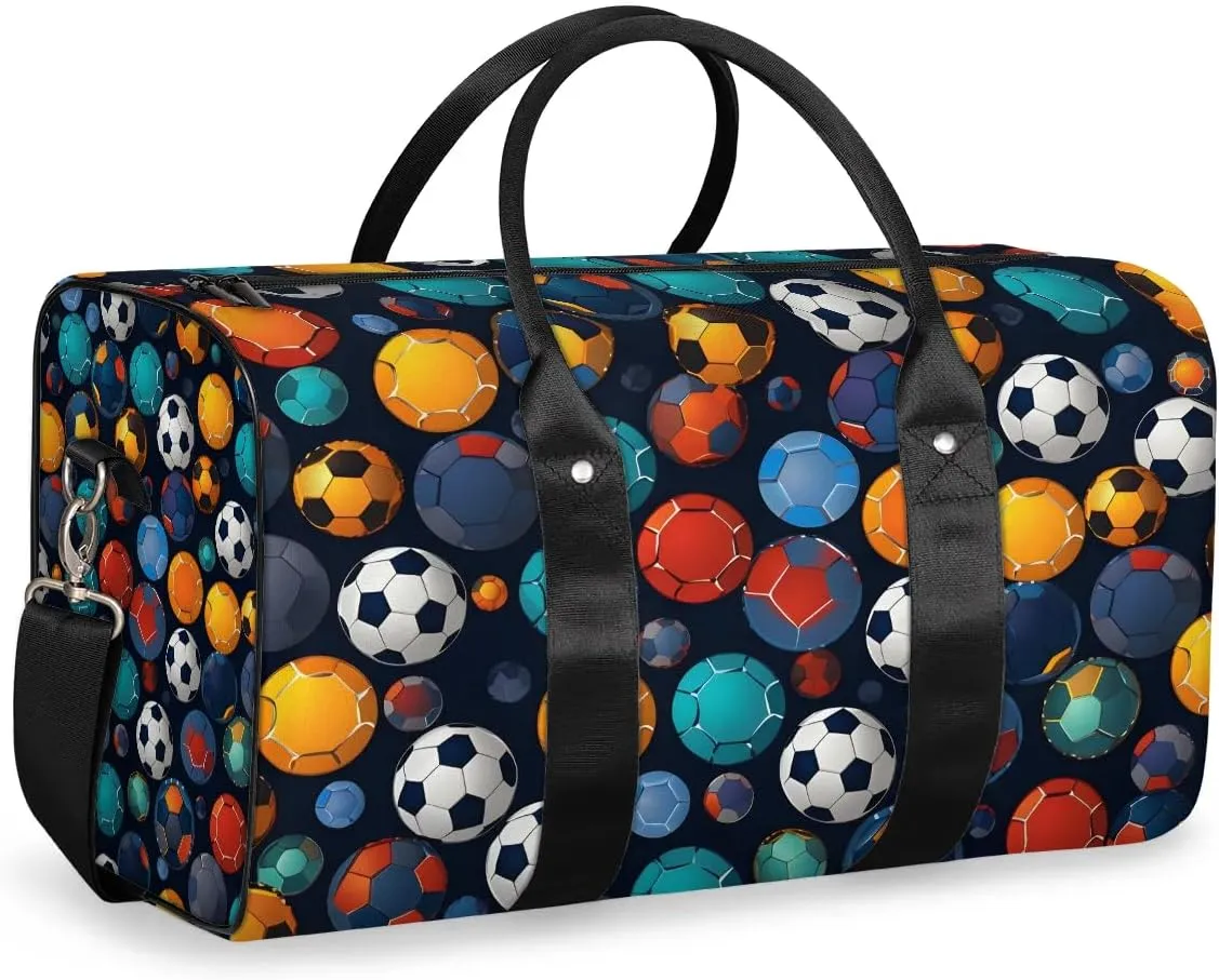 Watercolor Football Travel Duffel Bag for Women Men Waterproof Foldable Overnight Weekender Bag Large Capacity Sports Gym Bag