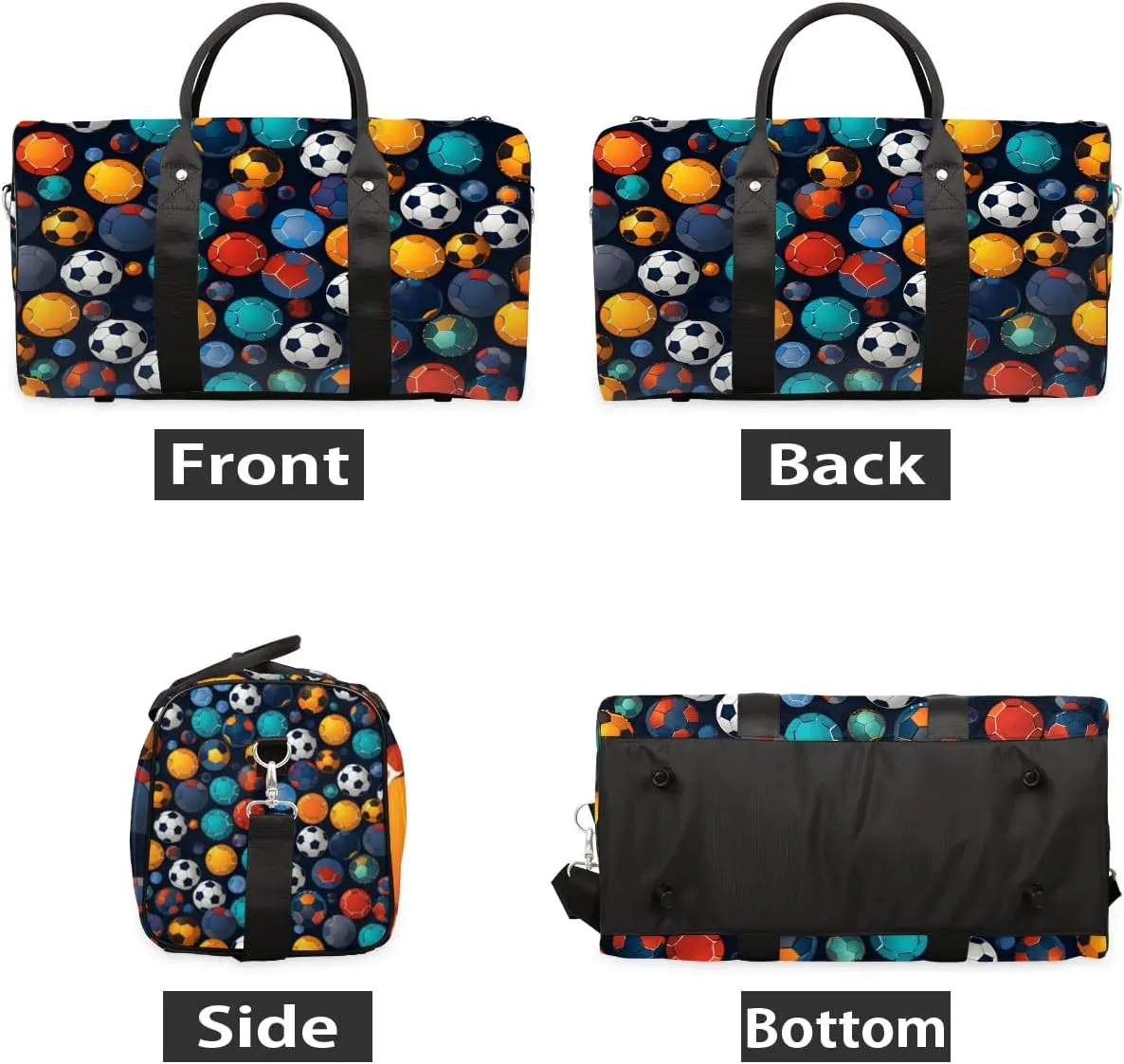 Watercolor Football Travel Duffel Bag for Women Men Waterproof Foldable Overnight Weekender Bag Large Capacity Sports Gym Bag