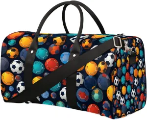 Watercolor Football Travel Duffel Bag for Women Men Waterproof Foldable Overnight Weekender Bag Large Capacity Sports Gym Bag