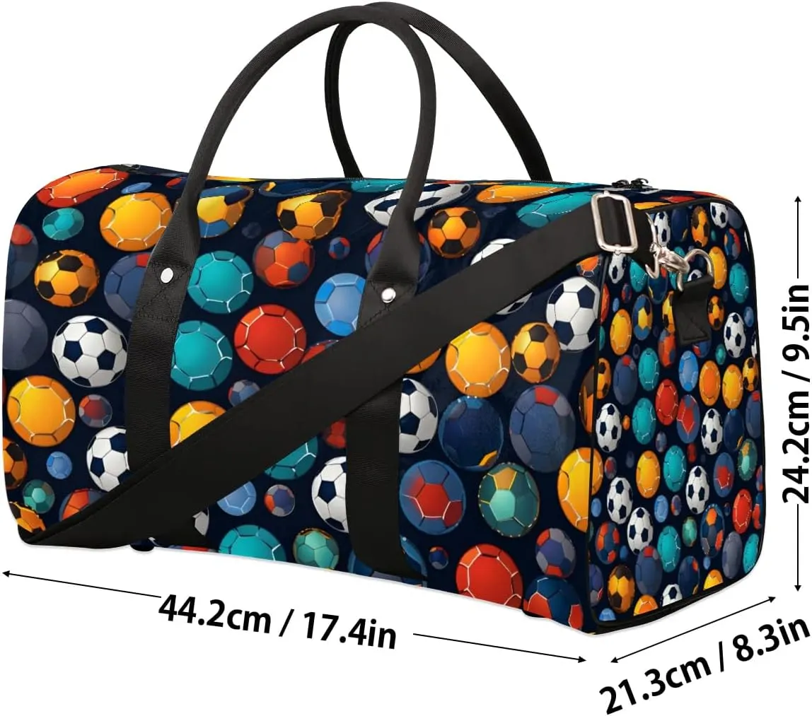 Watercolor Football Travel Duffel Bag for Women Men Waterproof Foldable Overnight Weekender Bag Large Capacity Sports Gym Bag