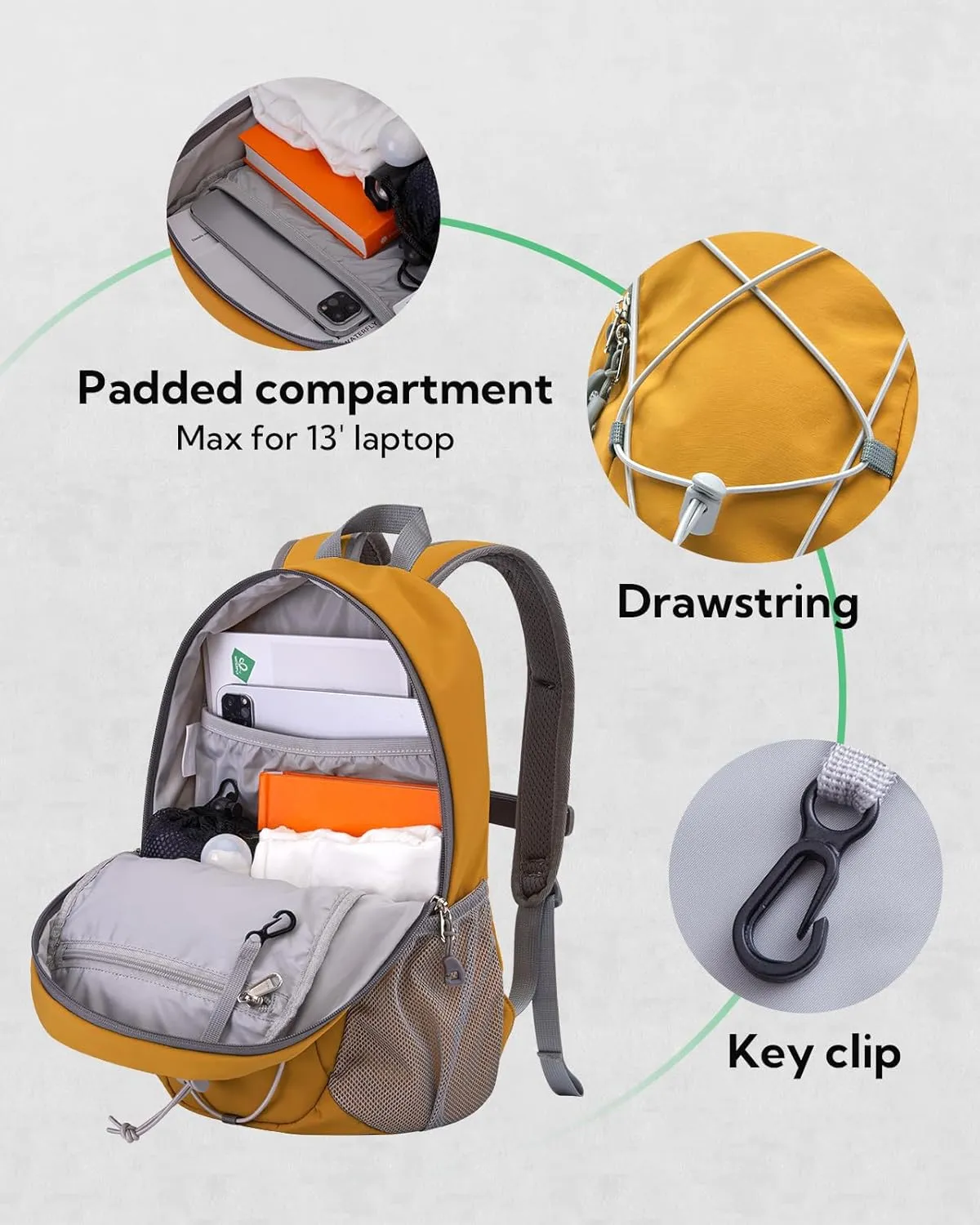 WATERFLY 12L Small Hiking Backpack: Day Pack Lightweight Travel Bag Camping Fitness Cycling Outdoor Sports Daypack For Women Men