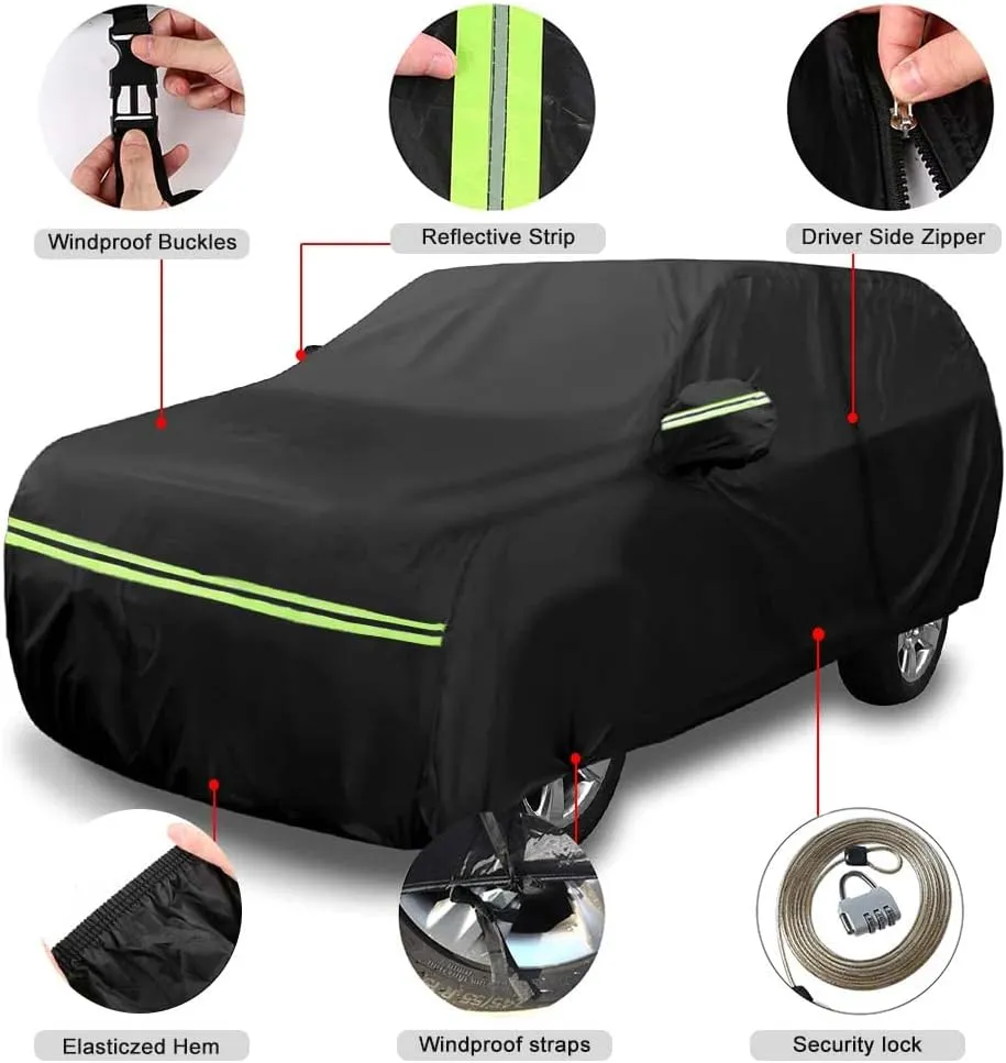 Waterproof Car Cover Replace for 2001-2013 Jeep Liberty, 6 Layers Custom-Fit Outdoor All Weather Full Car Covers with Zipper Door for Snow Rain Dust Hail Protection