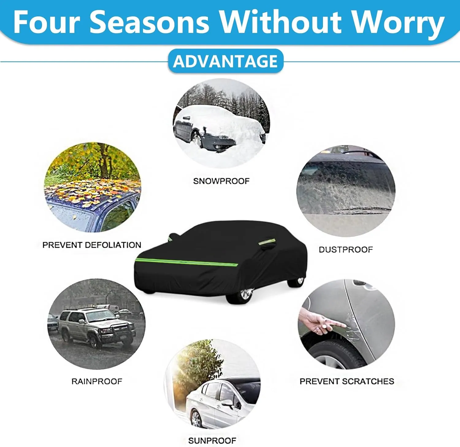 Waterproof Car Covers for 2002-2024 Mini Cooper 2 Door, 210T Waterproof All Weather Cooper Full Car Cover, Indoor Outdoor Custom-fit Cotton Lining, w/Zipper Door, Windproof, Dustproof, UV Proof