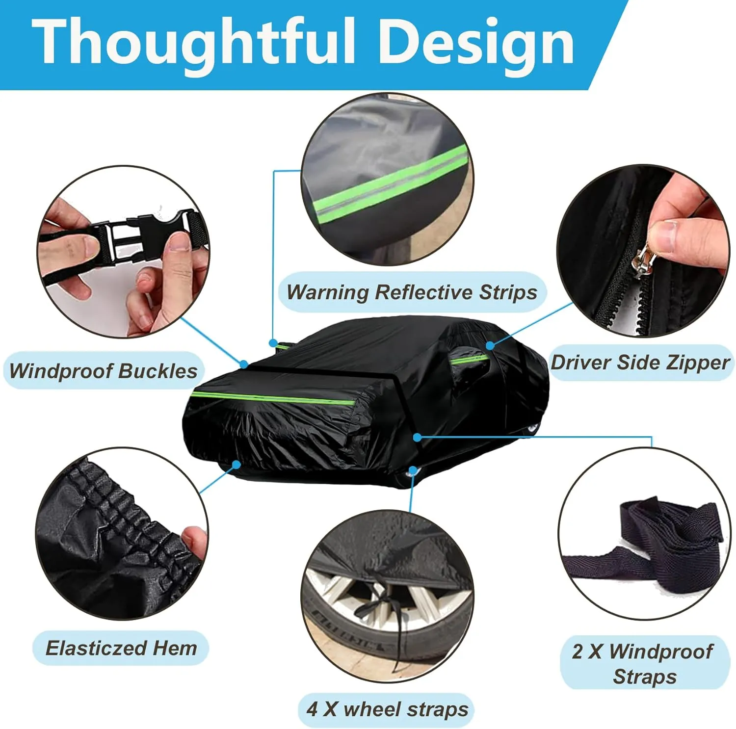 Waterproof Car Covers for 2002-2024 Mini Cooper 2 Door, 210T Waterproof All Weather Cooper Full Car Cover, Indoor Outdoor Custom-fit Cotton Lining, w/Zipper Door, Windproof, Dustproof, UV Proof