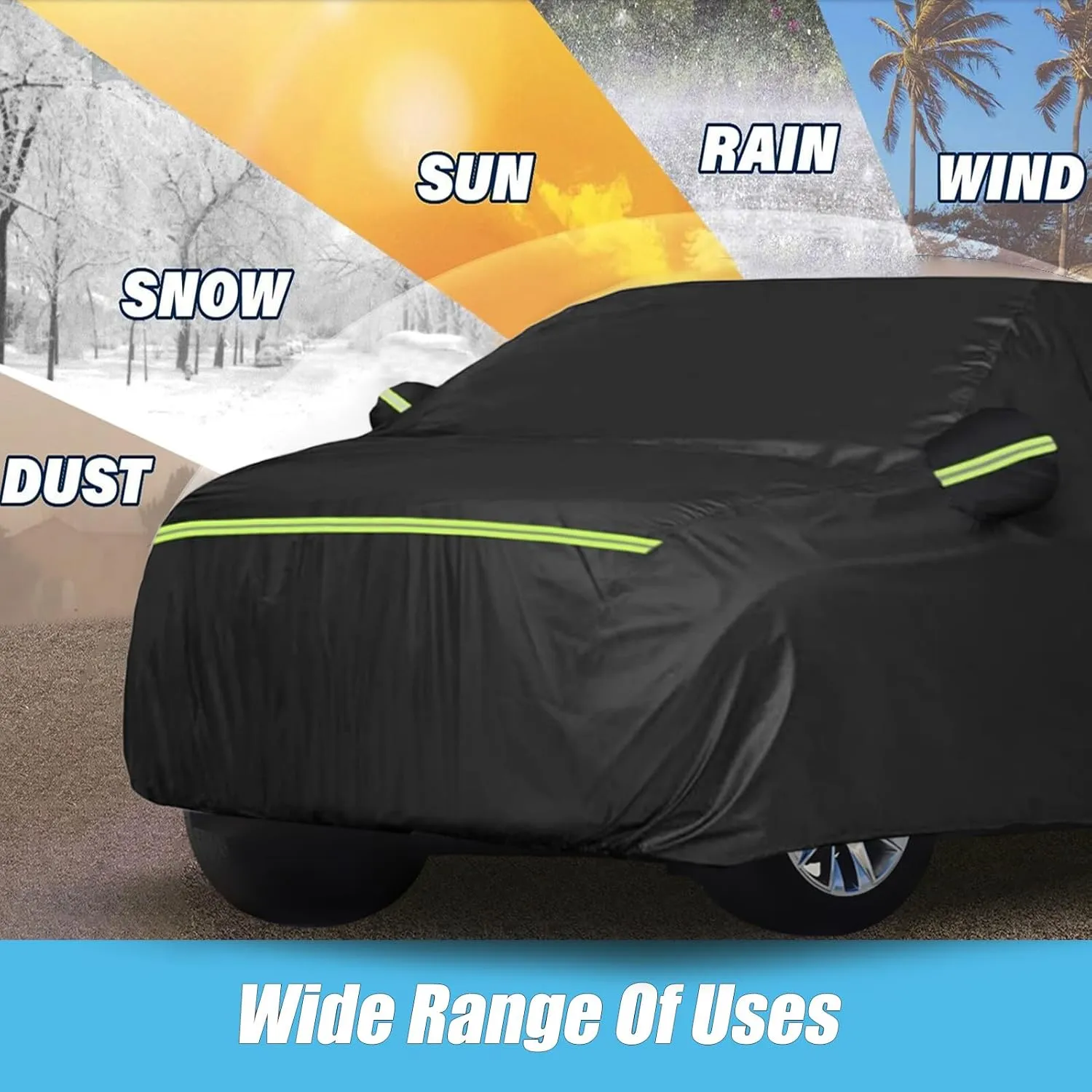 Waterproof Car Covers for 2021-2023 Hyundai Santa Cruz (Black) 210T Custom Outdoor Storm Hood