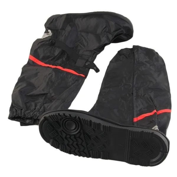 Waterproof Nylon Oxford Rain Shoes Cover Antiskid Thicken Reusable Boots Black XXL