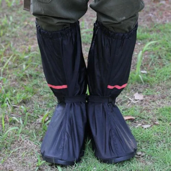 Waterproof Nylon Oxford Rain Shoes Cover Antiskid Thicken Reusable Boots Black XXL
