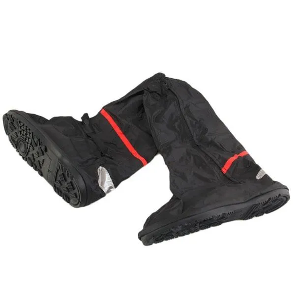 Waterproof Nylon Oxford Rain Shoes Cover Antiskid Thicken Reusable Boots Black XXL