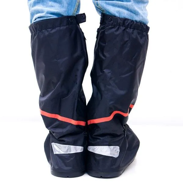 Waterproof Nylon Oxford Rain Shoes Cover Antiskid Thicken Reusable Boots Black XXL