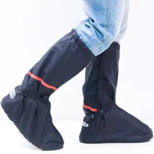 Waterproof Nylon Oxford Rain Shoes Cover Antiskid Thicken Reusable Boots Black XXL