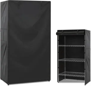 Waterproof Wire Shelving Cover,Dustproof Protection for Storage Racks,Ideal for Outdoor Indoor Wire Shelving and Pantry Shelves,420D Plaid PU Coating,36"x24"x72'',Black