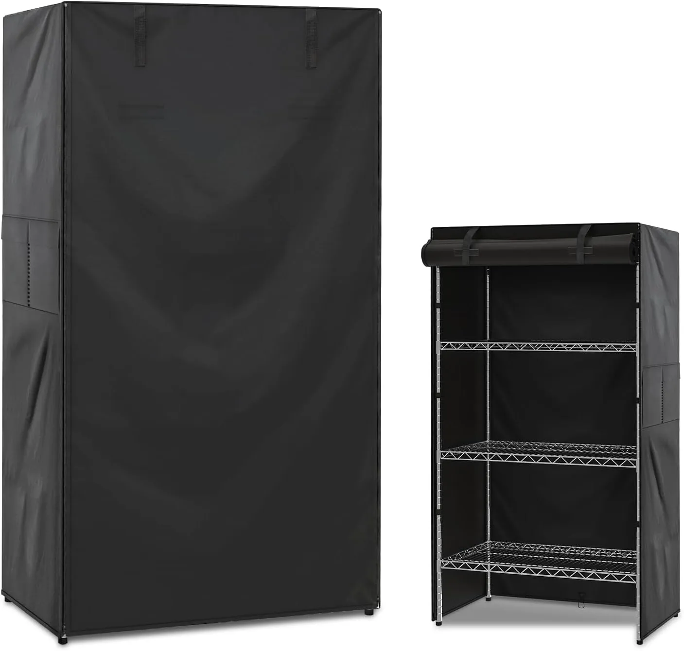 Waterproof Wire Shelving Cover,Dustproof Protection for Storage Racks,Ideal for Outdoor Indoor Wire Shelving and Pantry Shelves,420D Plaid PU Coating,36"x24"x72'',Black