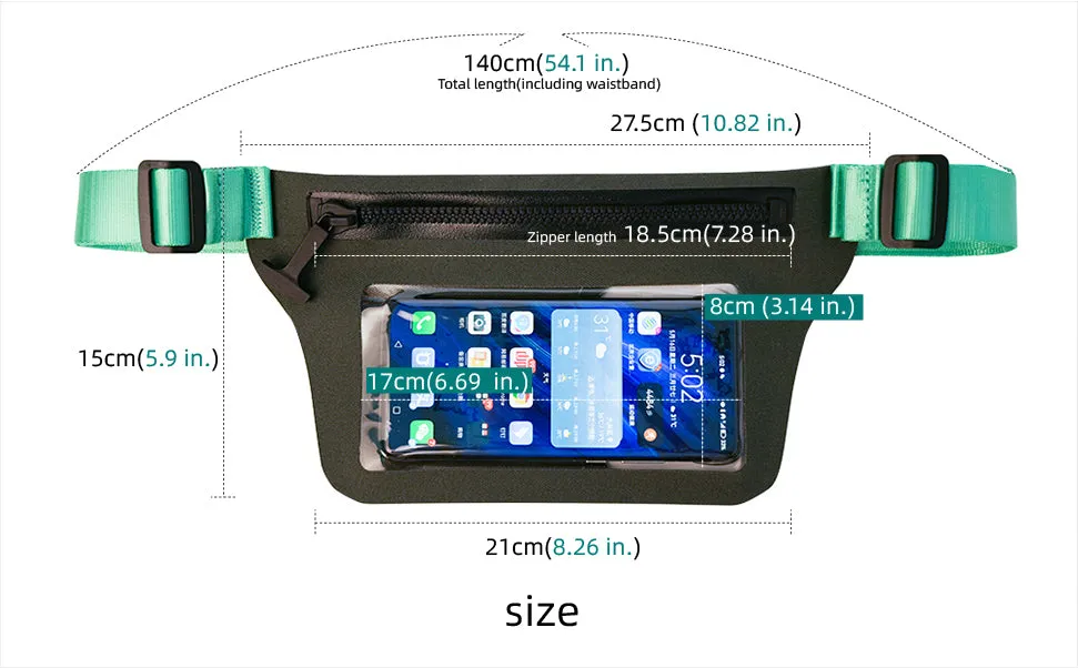 Watertrace Waterproof Phone Pouch Swimming Bag Mobile iPhone Cell Phone Case Beach Surfing Rowing Water Sport Waist bag Fanny Pack Dry Bag