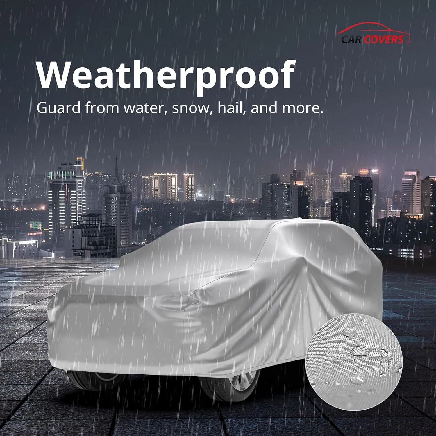 Weatherproof SUV Cover Compatible with 1990 GMC Suburban - Outdoor & Indoor - Water, Snow, Sun - Fleece Lining - Includes Cable Lock, Storage Bag & Wind Straps