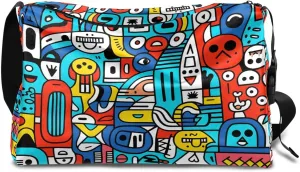 Weekend Bag Abstract Pattern Exquisite Lightweight Carry On Duffel Bag Waterproof Gym Bag Pu Leather Duffle Bag for Workout Travel Sport