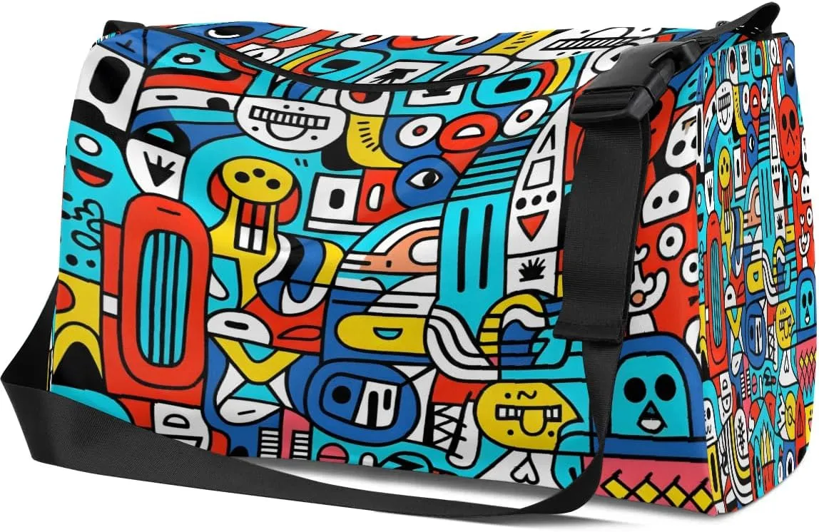Weekend Bag Abstract Pattern Exquisite Lightweight Carry On Duffel Bag Waterproof Gym Bag Pu Leather Duffle Bag for Workout Travel Sport