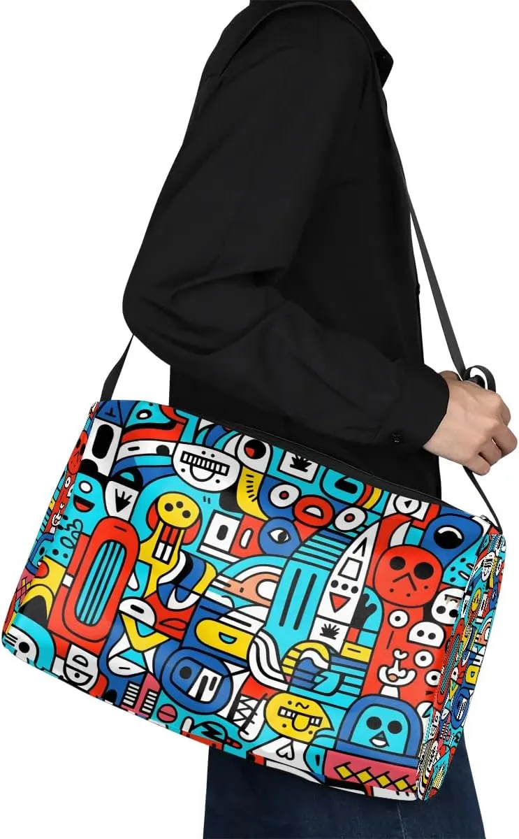 Weekend Bag Abstract Pattern Exquisite Lightweight Carry On Duffel Bag Waterproof Gym Bag Pu Leather Duffle Bag for Workout Travel Sport