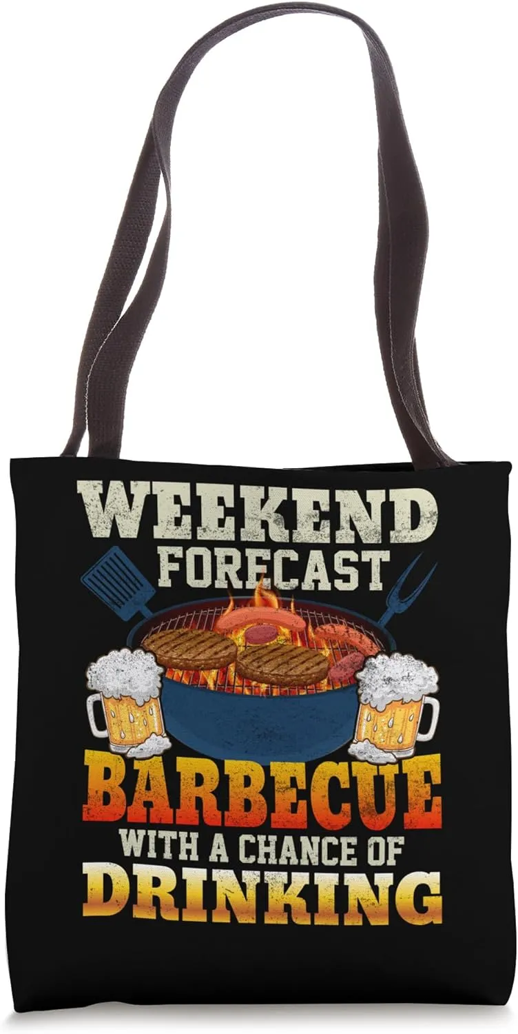 Weekend Forecast Barbecue Backyard BBQ Enthusiast Barbecue Tote Bag