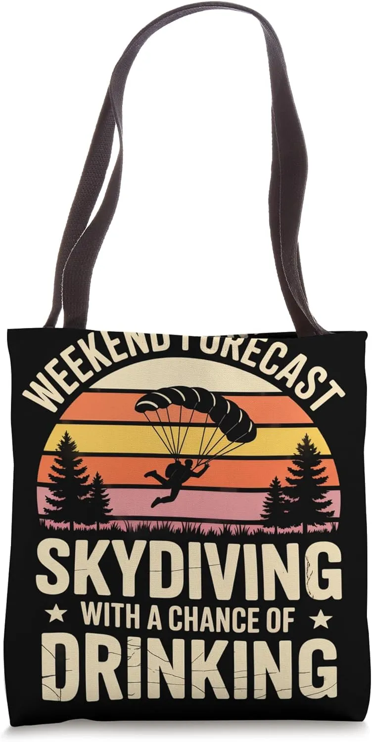 Weekend Forecast Parachuting Skydiver Retro Skydiving Tote Bag