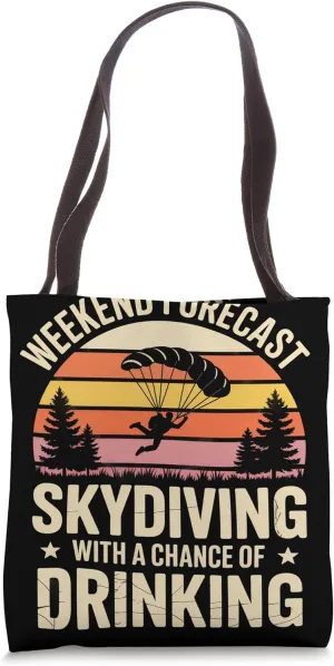 Weekend Forecast Parachuting Skydiver Retro Skydiving Tote Bag