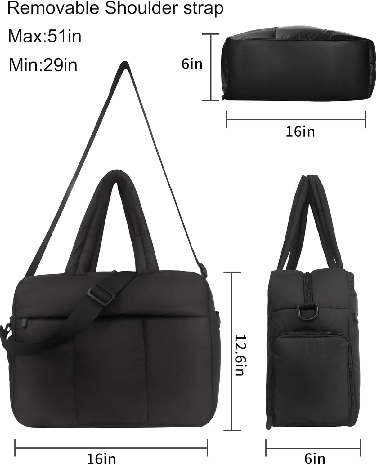 Weekender Bags for Women, Lightweight Puffer Tote Overnight Weekend Carry On Gym Duffle Bag with Shoe Compartment for Travel