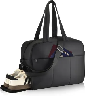 Weekender Bags for Women, Lightweight Puffer Tote Overnight Weekend Carry On Gym Duffle Bag with Shoe Compartment for Travel