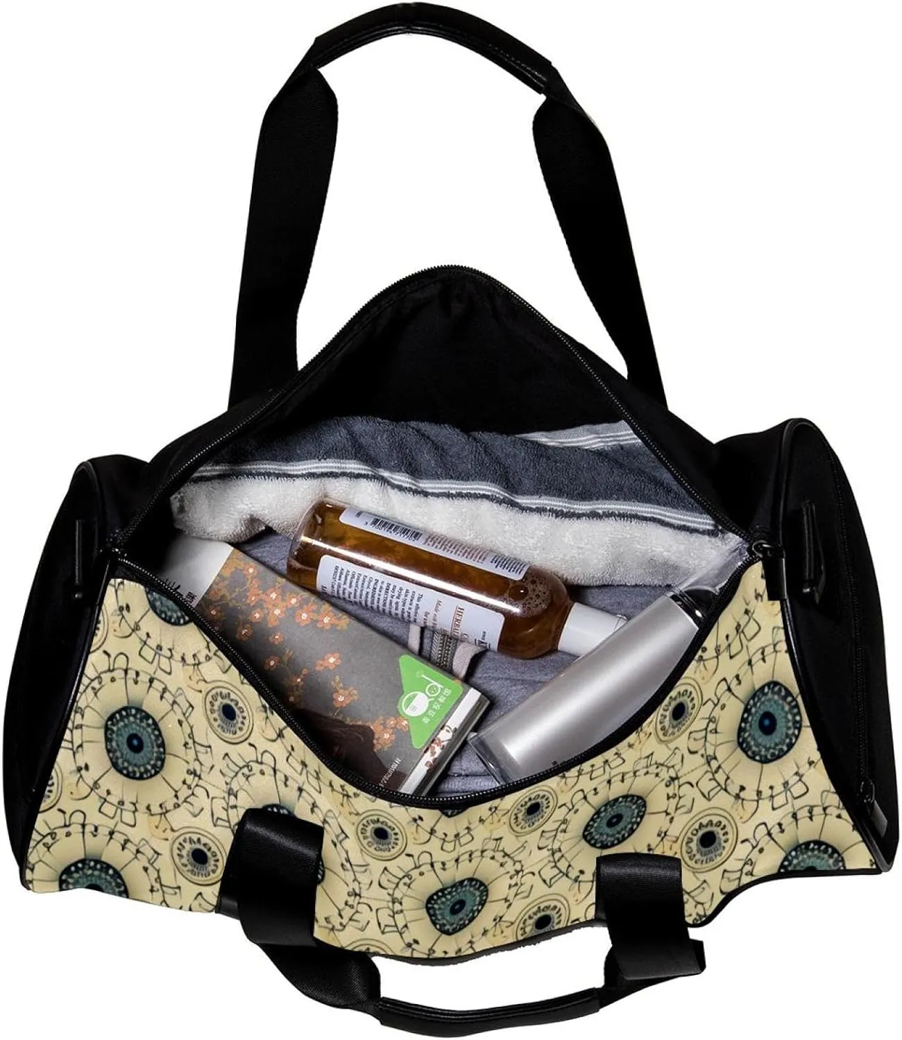 Weekender Travel Bag,Small Gym Bag,Boho Style Pattern Floral,Gym Duffle Bag