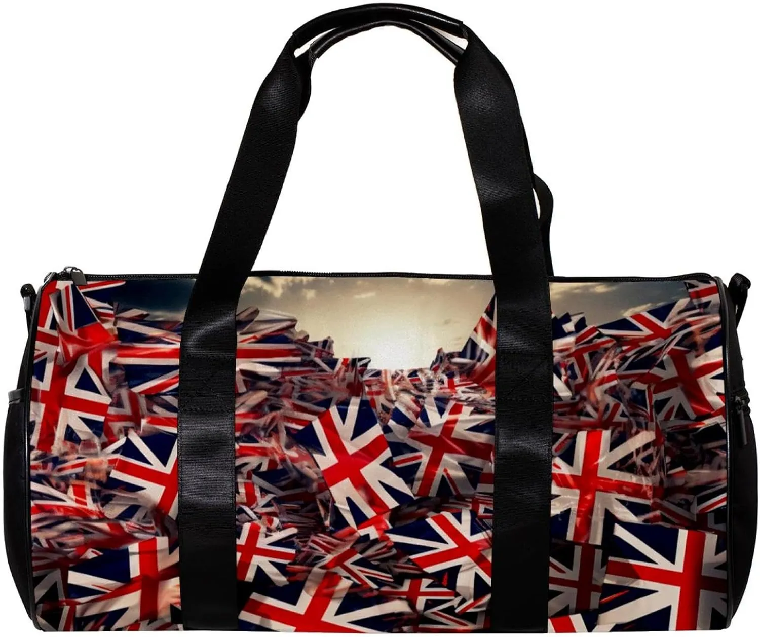 Weekender Travel Bag,Small Gym Bag,British Flag Floral,Gym Duffle Bag