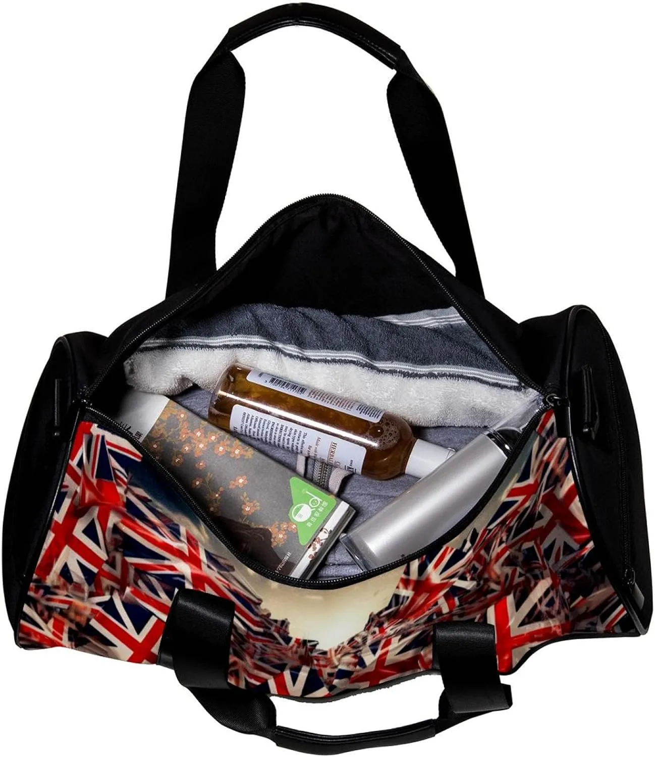 Weekender Travel Bag,Small Gym Bag,British Flag Floral,Gym Duffle Bag