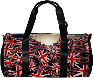 Weekender Travel Bag,Small Gym Bag,British Flag Floral,Gym Duffle Bag