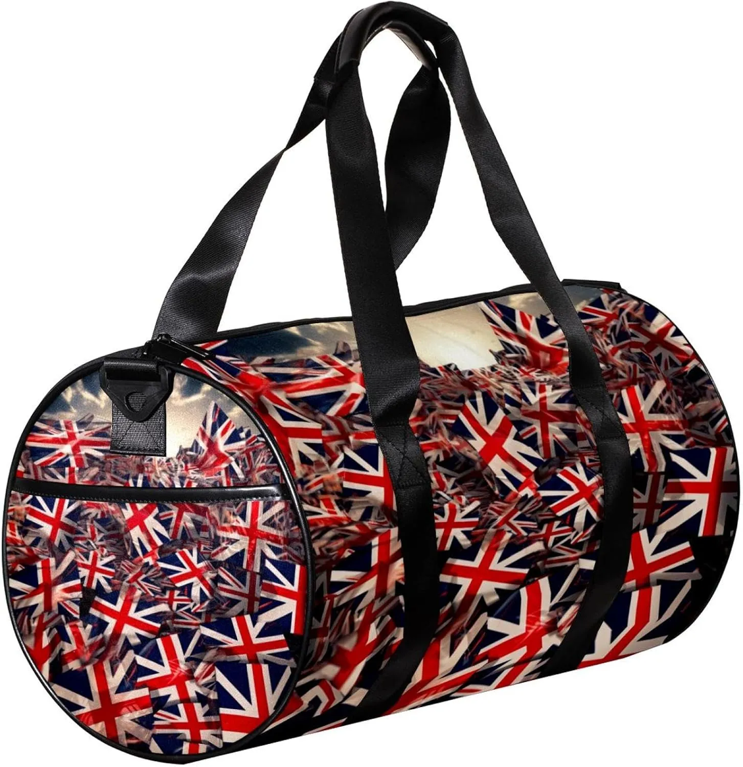 Weekender Travel Bag,Small Gym Bag,British Flag Floral,Gym Duffle Bag