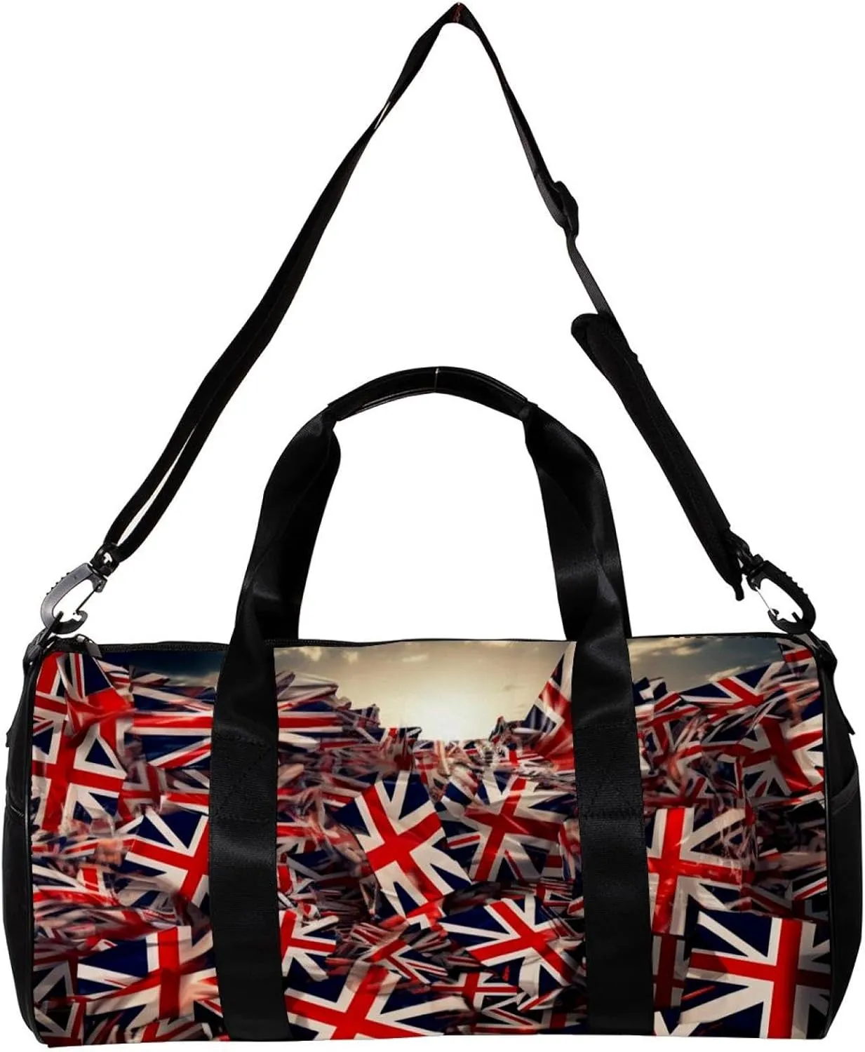 Weekender Travel Bag,Small Gym Bag,British Flag Floral,Gym Duffle Bag