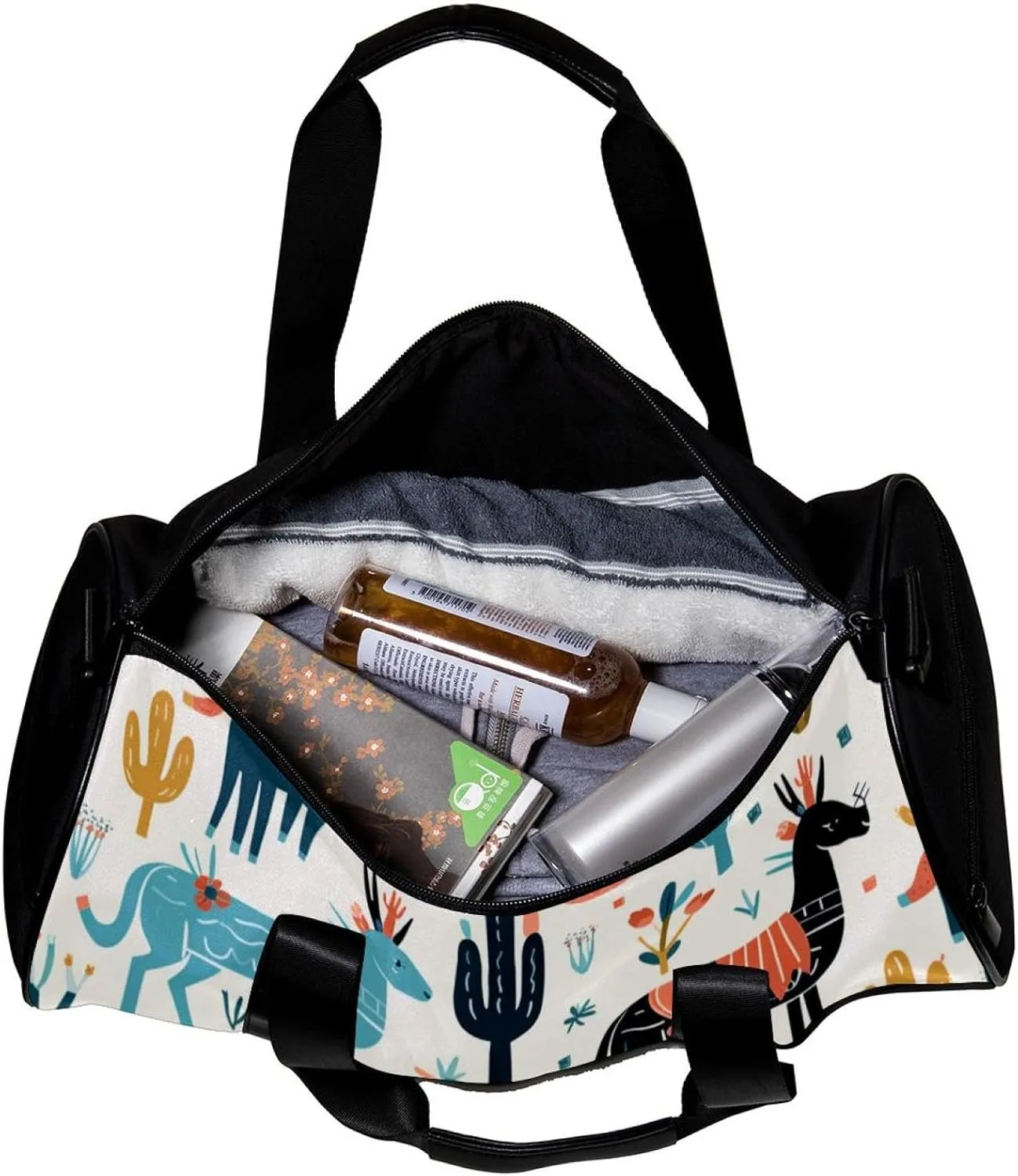 Weekender Travel Bag,Small Gym Bag,Cactus Funny Llama,Gym Duffle Bag