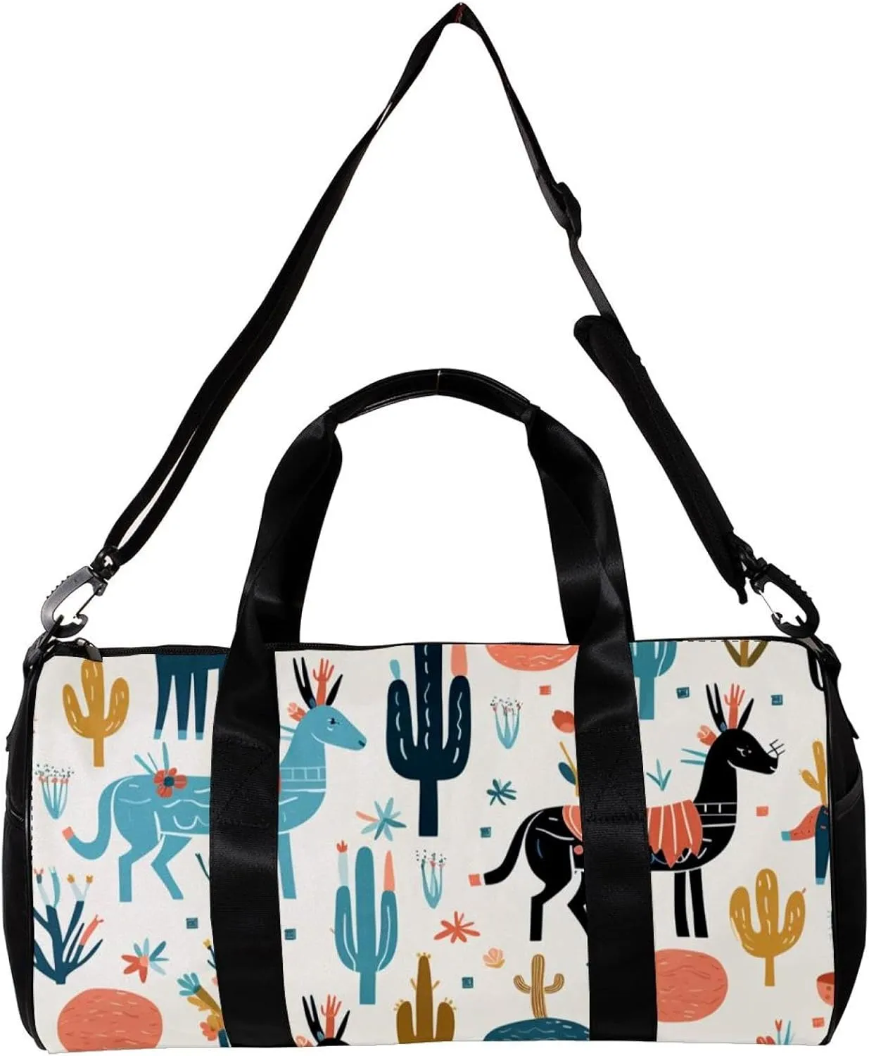 Weekender Travel Bag,Small Gym Bag,Cactus Funny Llama,Gym Duffle Bag