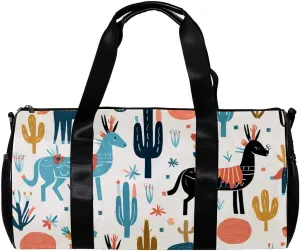 Weekender Travel Bag,Small Gym Bag,Cactus Funny Llama,Gym Duffle Bag