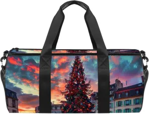 Weekender Travel Bag,Small Gym Bag,Christmas Tree Architecture France,Gym Duffle Bag