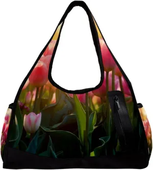 Weekender Travel Bag,Small Gym Bag,Colorful Tulip Sunlight Flower,Gym Duffle Bag