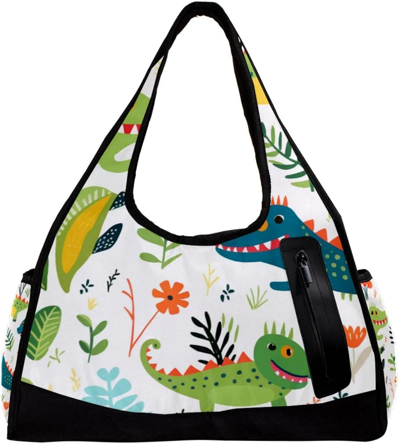 Weekender Travel Bag,Small Gym Bag,Crocodile Floral Tropical,Gym Duffle Bag