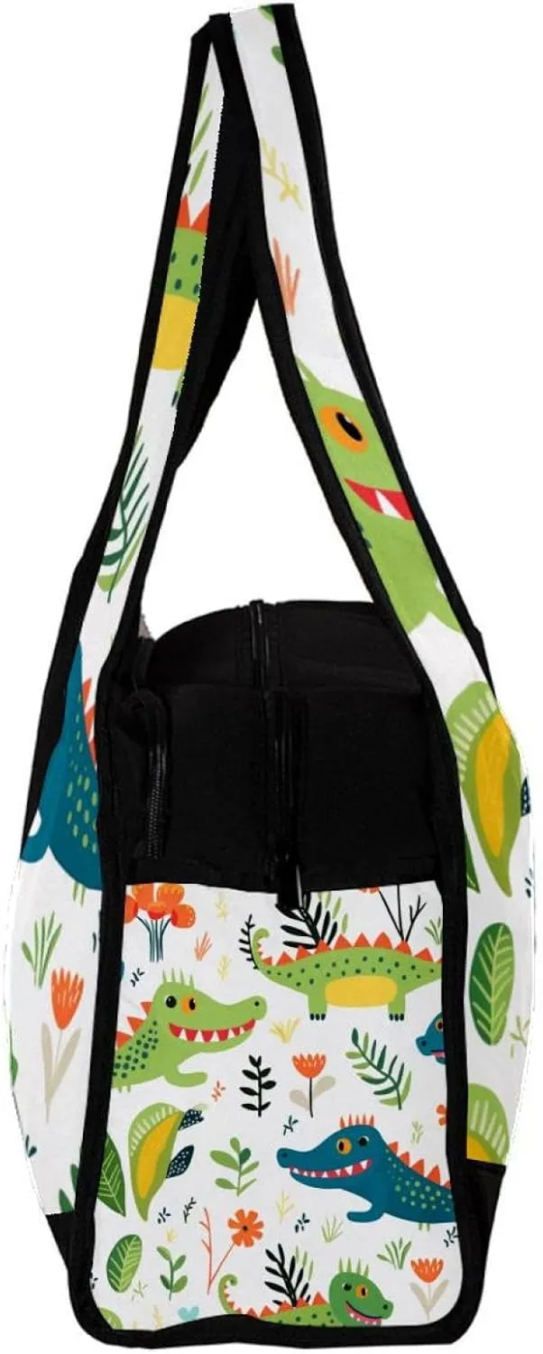 Weekender Travel Bag,Small Gym Bag,Crocodile Floral Tropical,Gym Duffle Bag