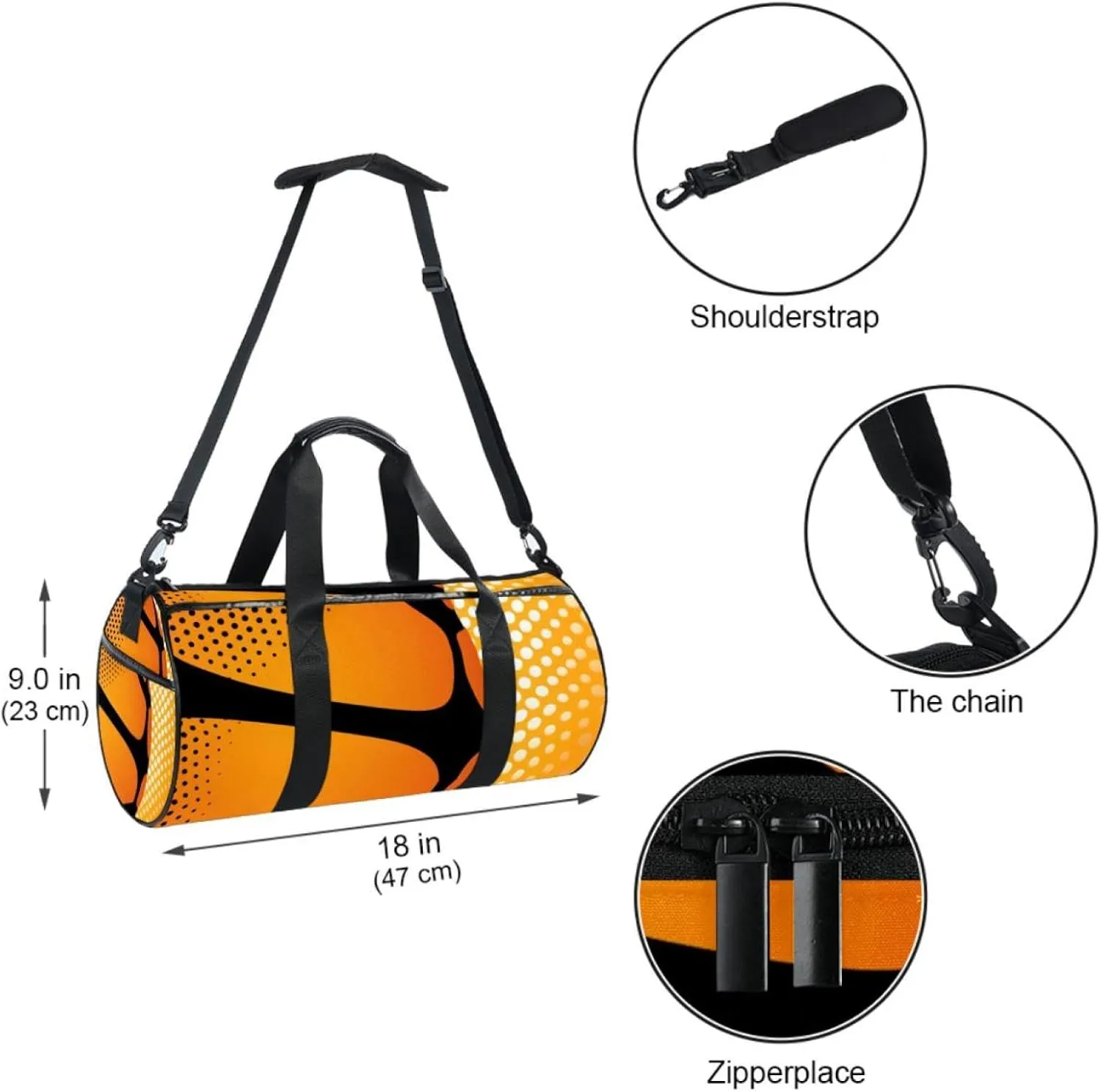 Weekender Travel Bag,Small Gym Bag,Dot Basketball Texture,Gym Duffle Bag