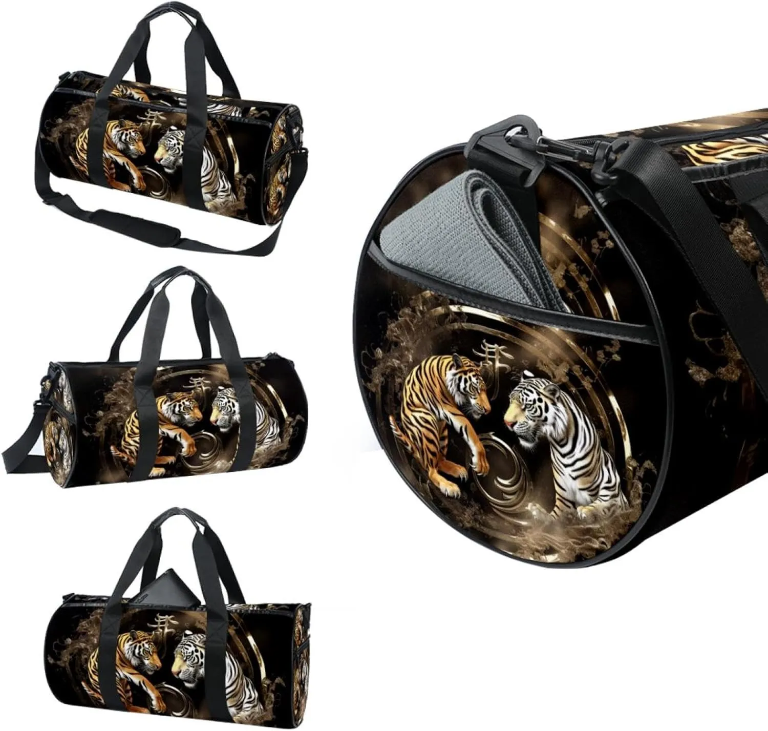 Weekender Travel Bag,Small Gym Bag,Dragon Tiger Tai Chi Gossip,Gym Duffle Bag