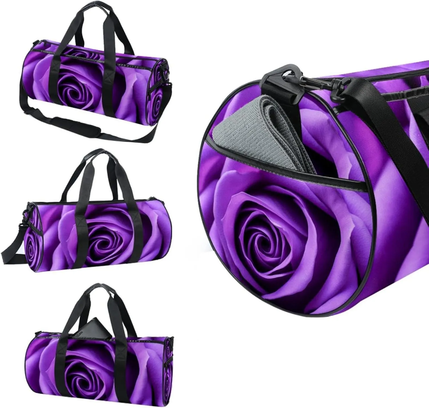 Weekender Travel Bag,Small Gym Bag,Purple Rose,Gym Duffle Bag
