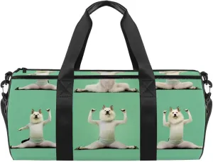 Weekender Travel Bag,Small Gym Bag,Schnauzer Dog Yoga,Gym Duffle Bag