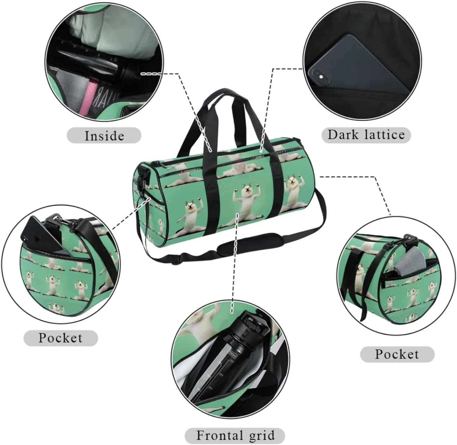 Weekender Travel Bag,Small Gym Bag,Schnauzer Dog Yoga,Gym Duffle Bag
