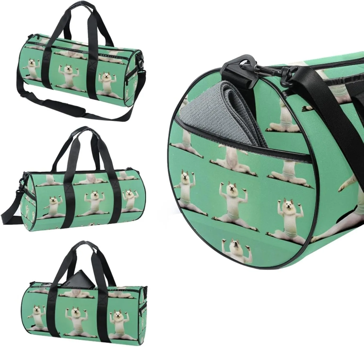 Weekender Travel Bag,Small Gym Bag,Schnauzer Dog Yoga,Gym Duffle Bag