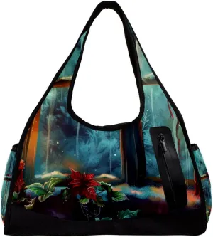 Weekender Travel Bag,Small Gym Bag,Winter Snow Christmas Candle,Gym Duffle Bag