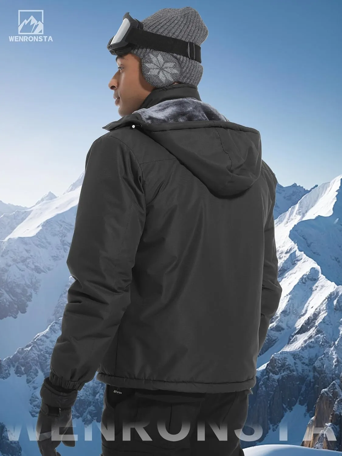 WENRONSTA Men's Ski Snow Jacket Winter Coat Warm Waterproof Windbreaker Mountain Snowboarding Hooded Hiking Traval