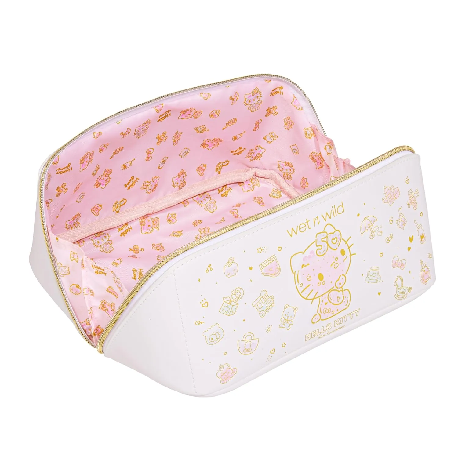 wet n wild Hello Kitty Makeup Bag, Unique Travel Friendly Design, 50th Anniversary Soft Pink Print, Cruelty-Free & Vegan